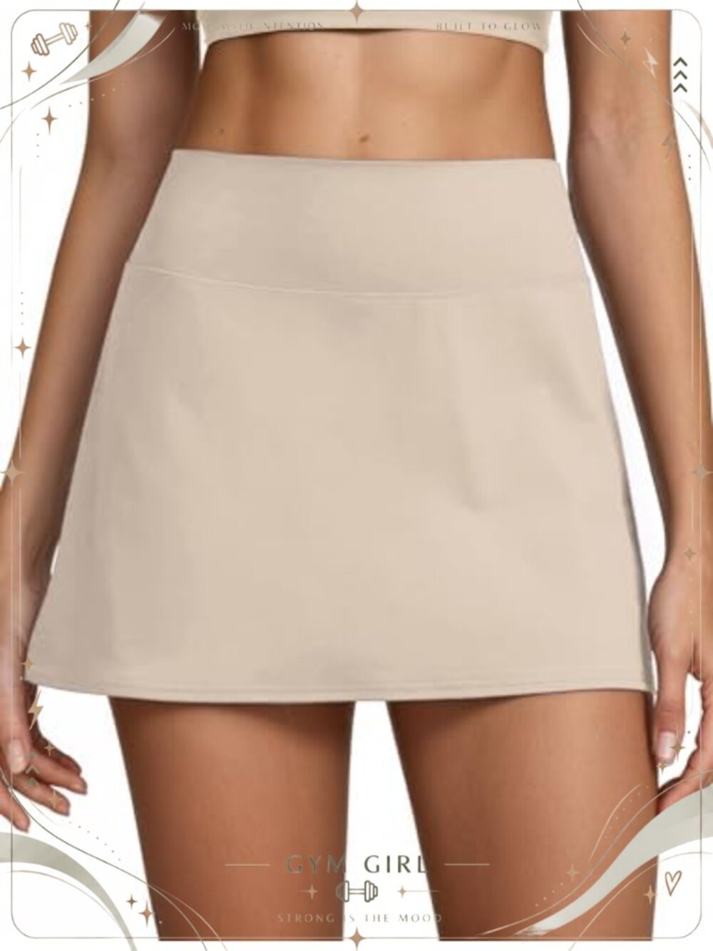 Women's High Waisted A-Line Skort Built-in Shorts 2 Pockets Polyester Spandex